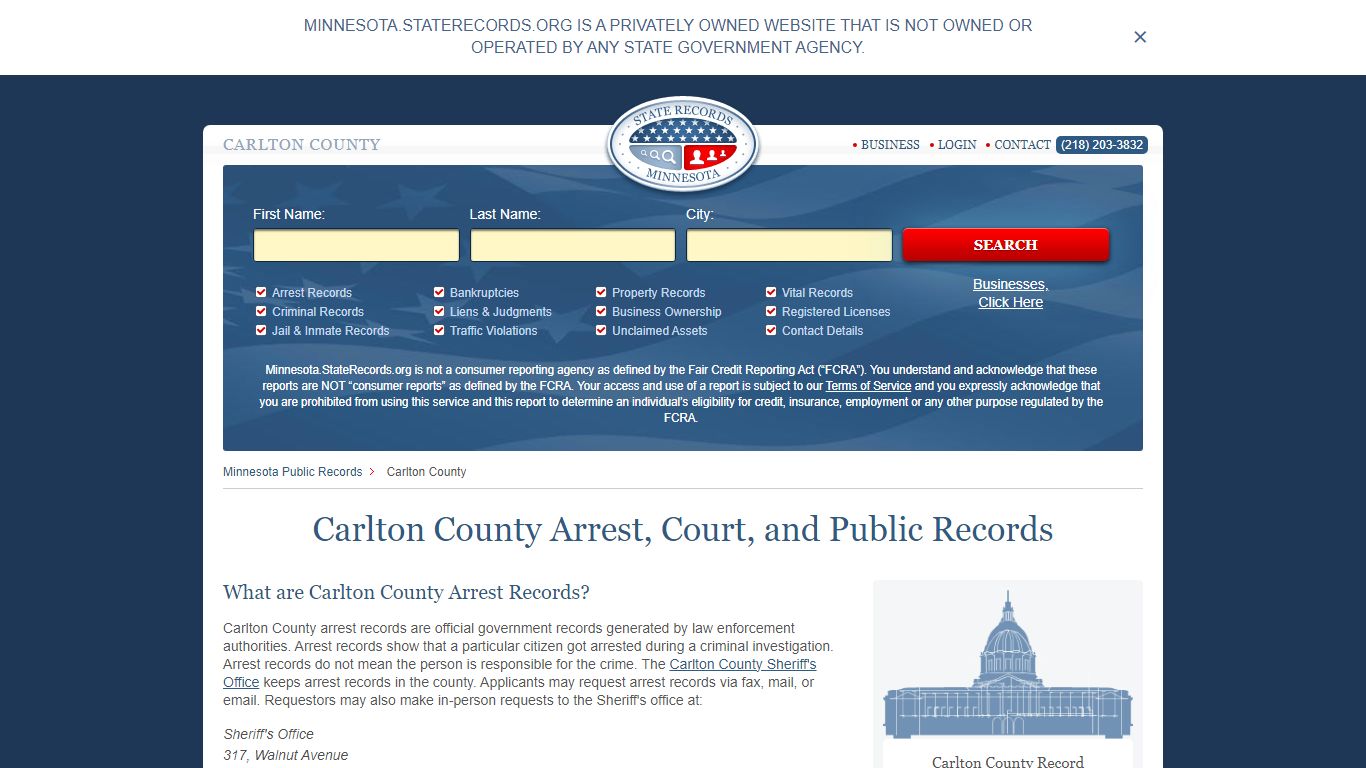 Carlton County Arrest, Court, and Public Records